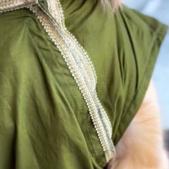 Classic Olive Green Kurta with Golden Border for Dogs