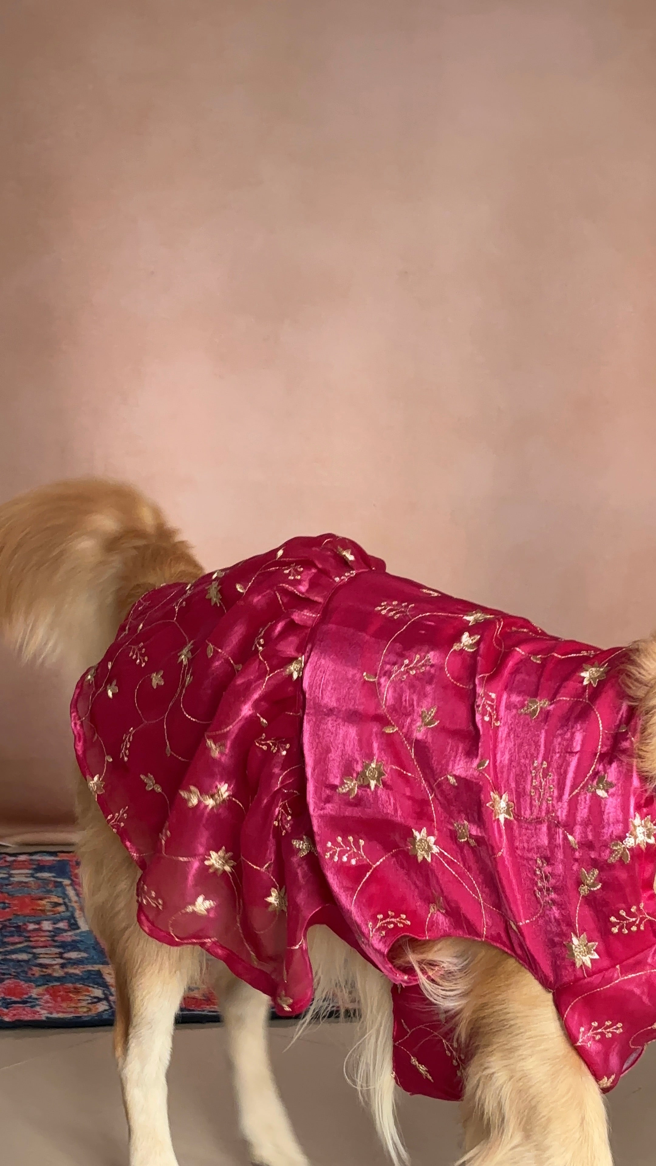 Rani Pink with Gold Floral Dress