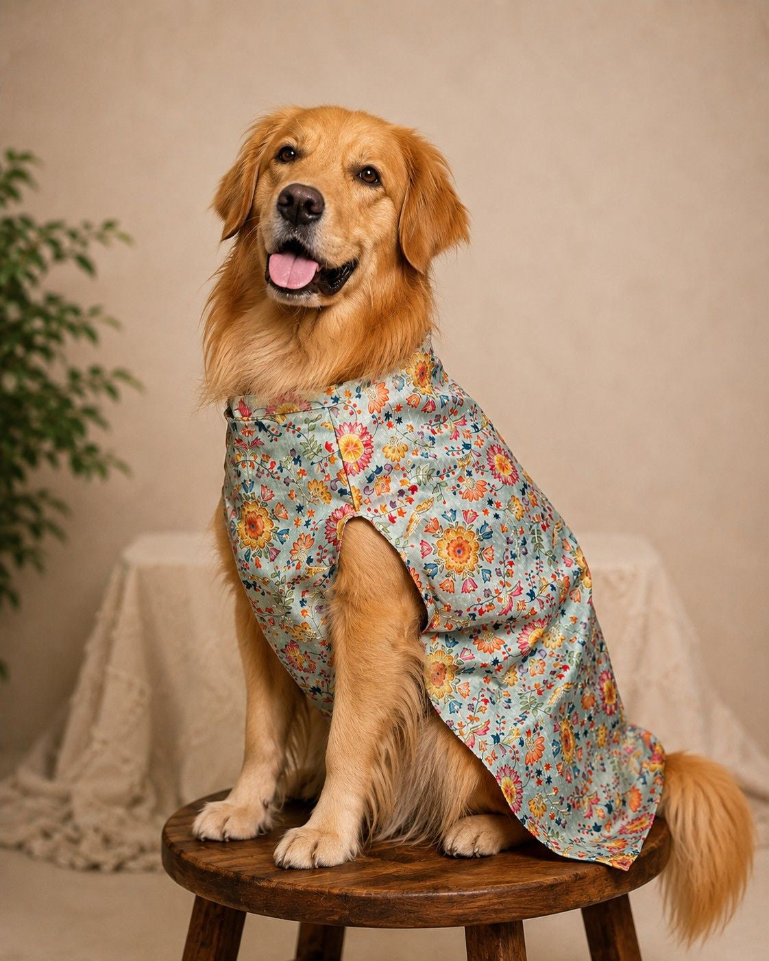 Skatrs Brocade Gold Printed Dress for Dogs and Cats (Pink)