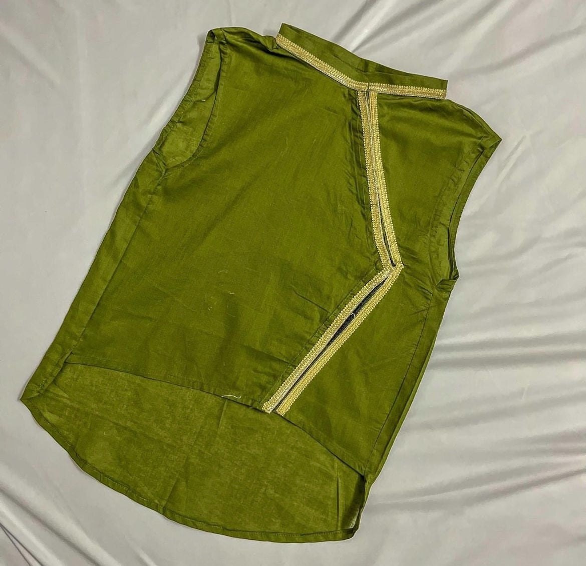 Classic Olive Green Kurta with golden Border