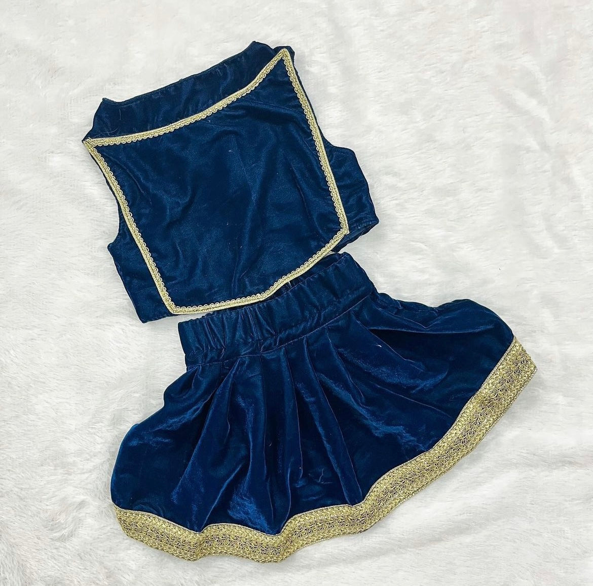 Blue Velvet Lehenga Choli